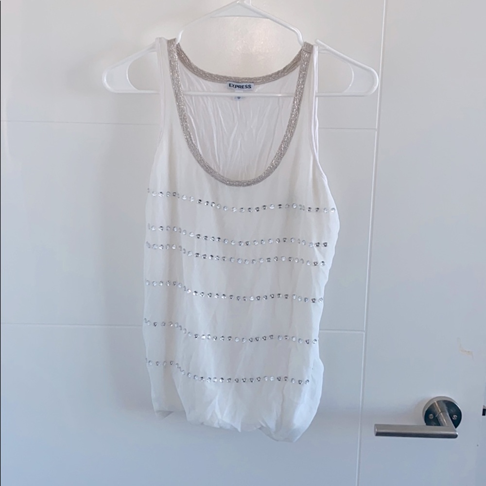 Express white sequence tank top